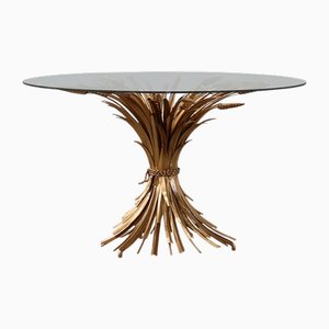 Table d'Appoint Hollywood Regency Gilt Sheaf of Wheat dans le style de Coco Chanel, Italie, 1960s