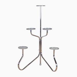 Mid-Century Chrome Corner Flower Stand or Shelf, Former Czechoslovakia, 1960s
