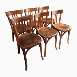 Chaises de Bistrot Vintage en Hêtre de Baumann, France, 1930s, Set de 6