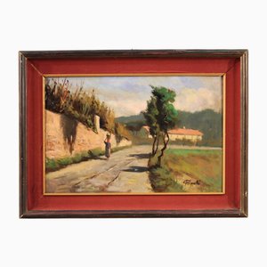 C. Filippelli, Italian Landscape, 1950, Oil on Panel