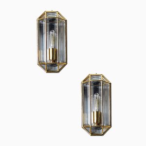 Geometric Mid-Century Modern Sconces in Brass, 1970s, Set of 2