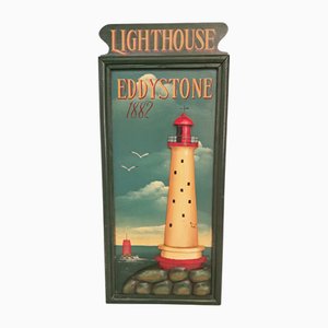 Vintage Wooden Eddystone Lighthouse 3D Relief, 1980