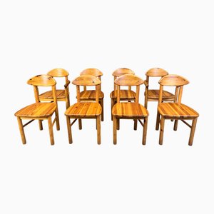 Vintage Pine Dining Chairs, 1980s, Set of 8
