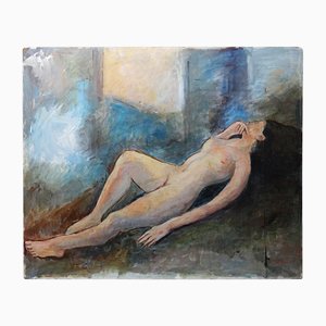 Nude of a Reclining Woman, 1960s, Large Oil on Panel