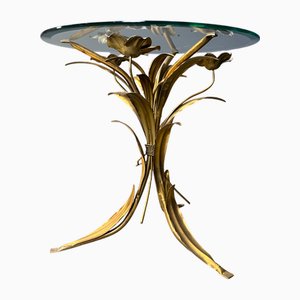 Vintage Gilt Metal Flower Side Table, 1960s