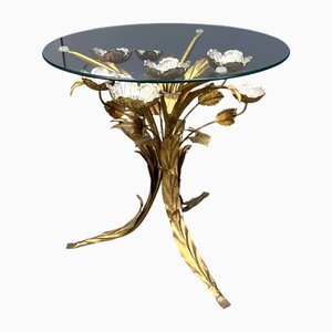 Vintage Gilt Metal Flower Side Table, 1960s
