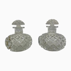 Napoleon III Crystal Perfume Bottles with Enameled Roses Decor from Baccarat, Set of 2