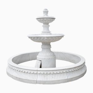 White Round Basin Marble Fountain