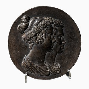 Early 19th Century Double Portrait Relief in Medal Form, Berlin Iron