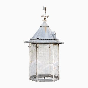 Large Late 19th Century Hexagonal Birdcage with Weather Vane
