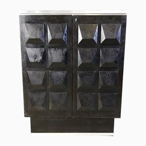Vintage Brutalist Black Bar Cabinet, 1970s