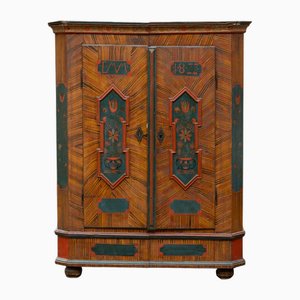 Hand-Painted Folk Art Wardrobe, Southern Germany, Dated 1877 and Monogrammed Emm, 1887