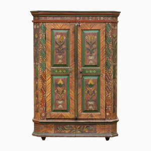 Handbemalte Volkskunst Kleiderschrank, Süddeutschland, Datiert 1840, Beschriftet Katharina Vorth