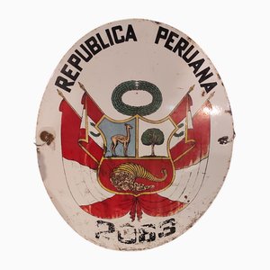 Domed and Enameled Peruvian Republic Sign, 1950s