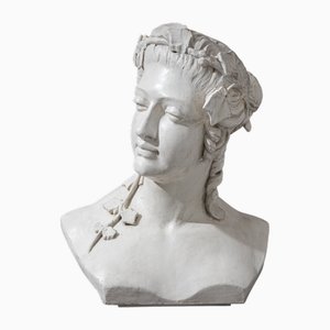 Art Nouveau Female Bust with Vine Leaves, Early 20th Century, Plaster
