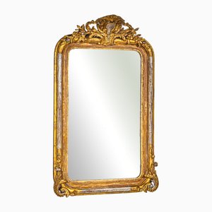 Barocker Wandspiegel aus vergoldetem Holz, 2. Hälfte 19. Jh.