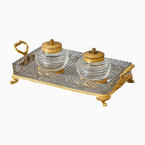 Juego de escritorio de vidrio de principios del siglo XIX, Viena. Juego de 3