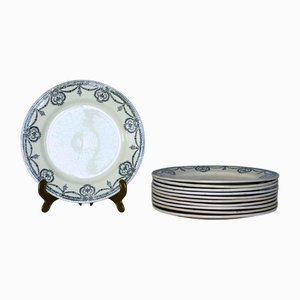 Antique Flat Ironware Plates from Ste. Kléber, 1880, Set of 10