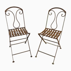French Folding Garden Chairs, 19th Century, Set of 2