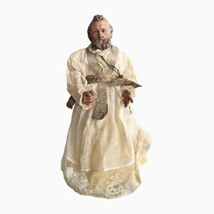 Saint Peter in a Chair Carving, 17. Jh., Polychromes Holz