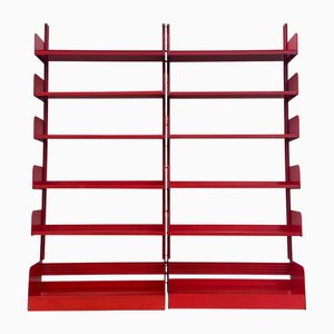Lips Vago Bookcases Congress Model 1968 in Orange Color, Set of 2