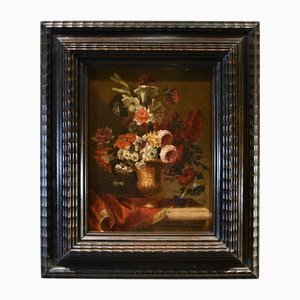 Artiste de l'Ecole Flamande, Nature Morte aux Fleurs, 17ème Siècle, Huile sur Panneau, Encadrée