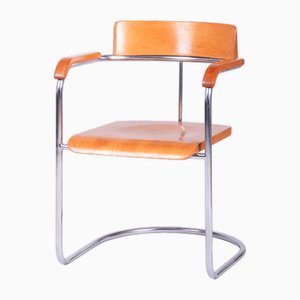 Tschechischer Bauhaus Sessel aus Chrom, Stahl & Buche von Vichr a Spol, 1930er