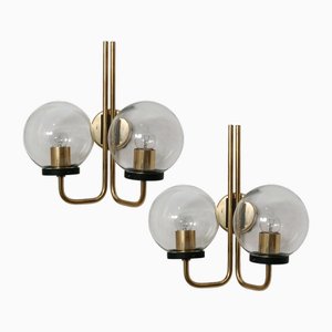 Brass Wall Sconces, 1970s, Set of 2