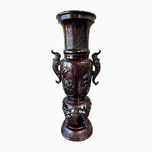 Japanese Meiji Period Patinated Bronze Vase, Late 19th Century