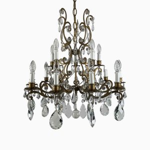 Lustre en Fer Doré et Cristal