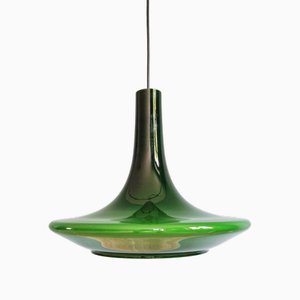 Large Space Age Pendant Light in Green Opaline from Peill & Putzler, 1970