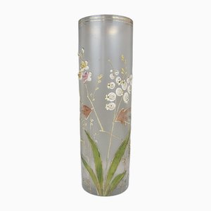 Art Nouveau Enamelled Glass Roller Vase, 1890s