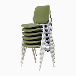 Mid-Century Modern Chairs in Forest Green Fabric attributed to Giancarlo Piretti for Castelli, 1960s, Set of 6