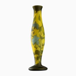 Vase Style Galle en Verre Jaune