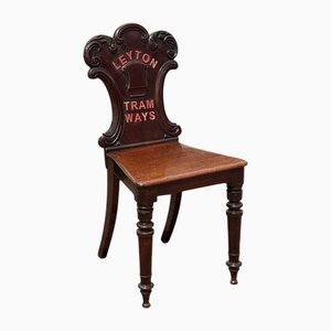 Chaise de Salle d'Attente Victorienne en Acajou de Leyton Tramways