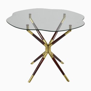 Tavolino da caffè in vetro e ottone, Italia, attribuito a Cesare Lacca, 1958