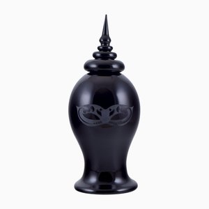 Vase en Verre de Murano Noir par Roberto Cavalli, 2000s