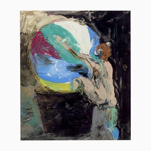 Hans Kajtorp, Boy with Ball, 1970s, Oil on Board