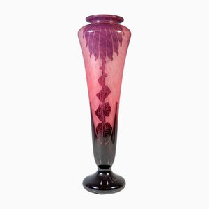 Large Art Deco Cameo Vase Dahlia by Charles Schneider, France, 1926