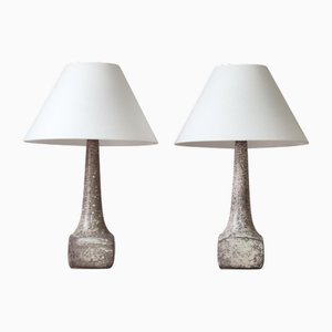Michael Andersen & Sons zugeschriebene Art Deco Tischlampen aus Steingut, Dänemark, 1940er, 2er Set
