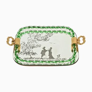 Italian Serving Tray in Mirror-Etched Murano Glass, 1940s