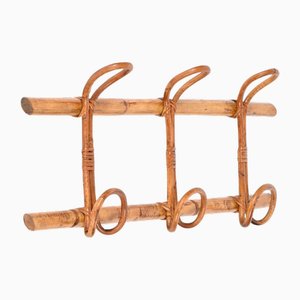 Mid-Century Modern French Riviera Coat Rack in Bamboo and Wicker, 1960s