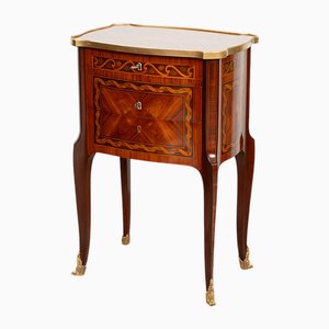 Antique Napoleon III French Bedside Table in Fine Exotic Woods, 1800s