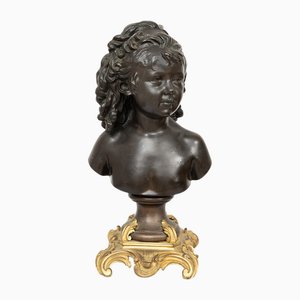 Houdon, Figurative Sculpture, 19th Century, Patinated and Gilded Bronze