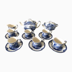 Service à Thé Castles Blue Edit Coffee et Chocolat Vintage de Johnson Brothers Bros, 1950s, Set de 15