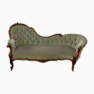 Antique Victorian Carved Walnut Chaise Lounge, 1850