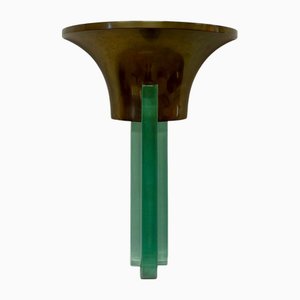 Art Deco French Brass and Glass Wall Sconce attributed to Jean Perzel, 1940s