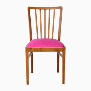 Vintage Modern German Chair in Beech Wood Magenta Upholstery, 1960s