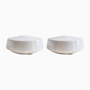 Modernist Opaline Glass Ceiling Lights, 1950s, Set of 2