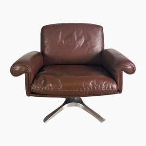 Poltrone Mid-Century DS31 in pelle marrone di De Sede